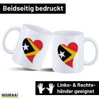 Kaffeetasse Osttimor Flagge Herz 330ml