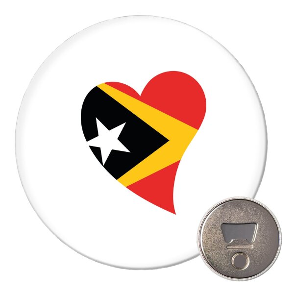 Magnet Osttimor Flagge Herz 59mm Kühlschrankmagnet