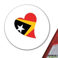 Aufkleber Osttimor Flagge Herz 10cm rund