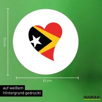 Aufkleber Osttimor Flagge Herz 10cm rund