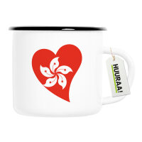 Emaille Tasse Hongkong Flagge Herz 300ml Vintage Emaille...