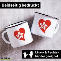 Emaille Tasse Hongkong Flagge Herz 300ml Vintage Emaille...