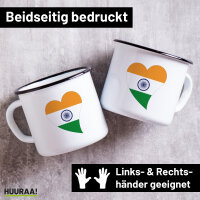 Emaille Tasse Indien Flagge Herz 300ml Vintage Emaille...