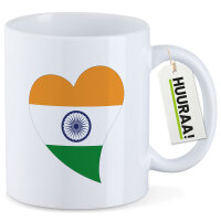 Kaffeetasse Indien Flagge Herz 330ml