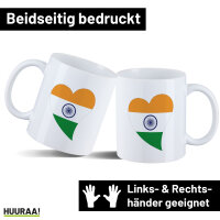 Kaffeetasse Indien Flagge Herz 330ml