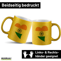 Glitzertasse Indien Flagge Herz 330ml