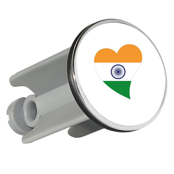 Waschbeckenstöpsel Indien Flagge Herz 4cm Abflussstopfen