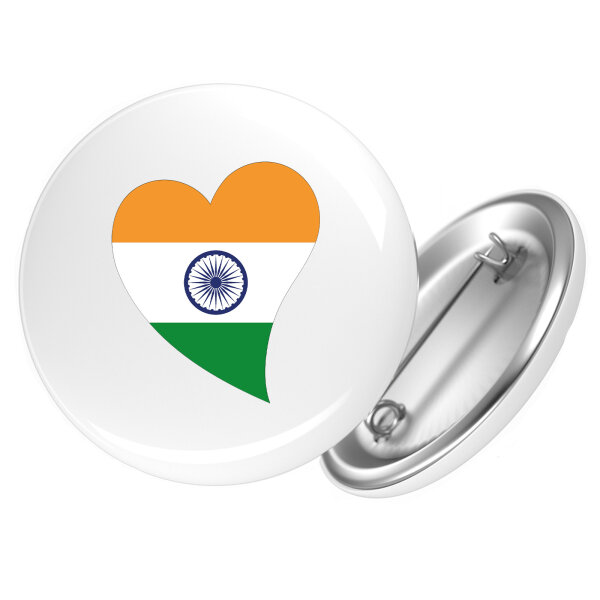 Button Indien Flagge Herz Anstecker