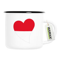 Emaille Tasse Indonesien Flagge Herz 300ml Vintage...