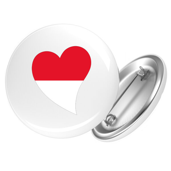 Button Indonesien Flagge Herz Anstecker