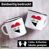 Emaille Tasse Irak Flagge Herz 300ml Vintage Emaille Becher
