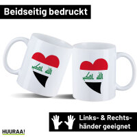 Kaffeetasse Irak Flagge Herz 330ml