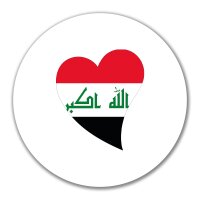 Aufkleber Irak Flagge Herz 10cm rund