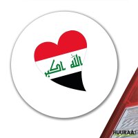 Aufkleber Irak Flagge Herz 10cm rund