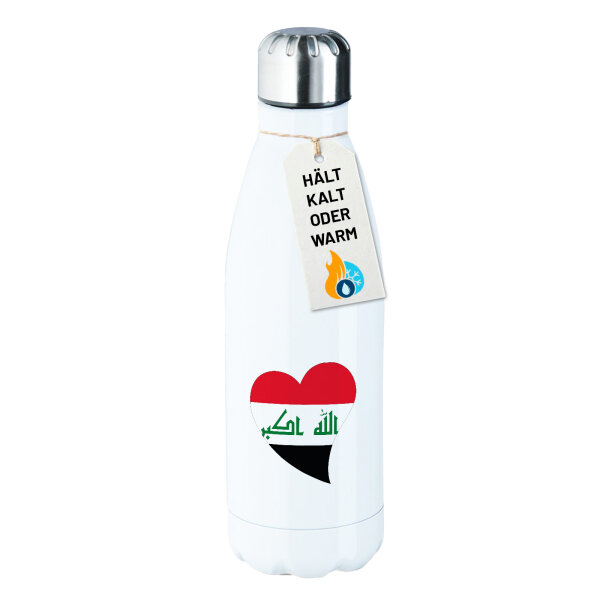 Edelstahl-Trinkflasche Irak Flagge Herz 500ml Wasserflasche