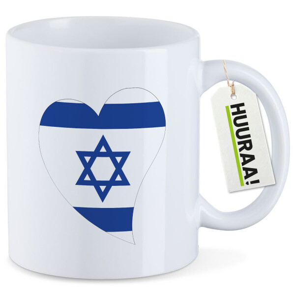 Kaffeetasse Israel Flagge Herz 330ml