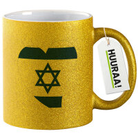 Glitzertasse Israel Flagge Herz 330ml