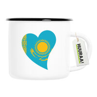 Emaille Tasse Kasachstan Flagge Herz 300ml Vintage...