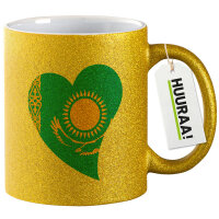 Glitzertasse Kasachstan Flagge Herz 330ml