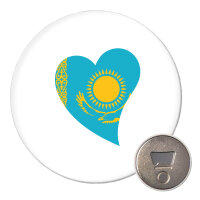 Magnet Kasachstan Flagge Herz 59mm Kühlschrankmagnet...