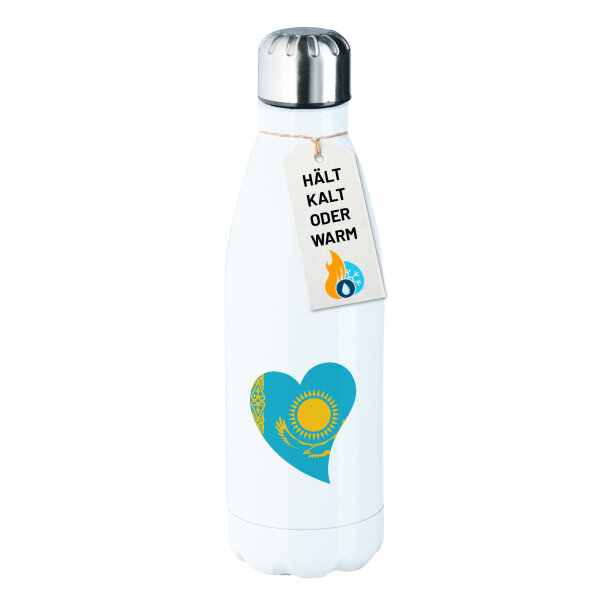 Edelstahl-Trinkflasche Kasachstan Flagge Herz 500ml Wasserflasche