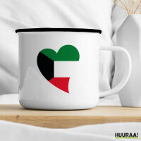 Emaille Tasse Kuwait Flagge Herz 300ml Vintage Emaille Becher