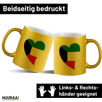 Glitzertasse Kuwait Flagge Herz 330ml