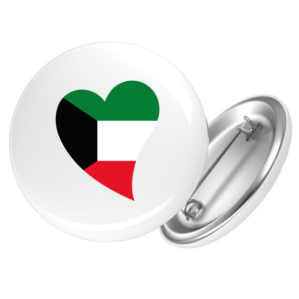 Button Kuwait Flagge Herz Anstecker