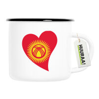 Emaille Tasse Kirgisistan Flagge Herz 300ml Vintage...
