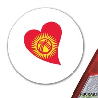 Aufkleber Kirgisistan Flagge Herz 10cm rund