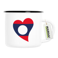 Emaille Tasse Laos Flagge Herz 300ml Vintage Emaille Becher