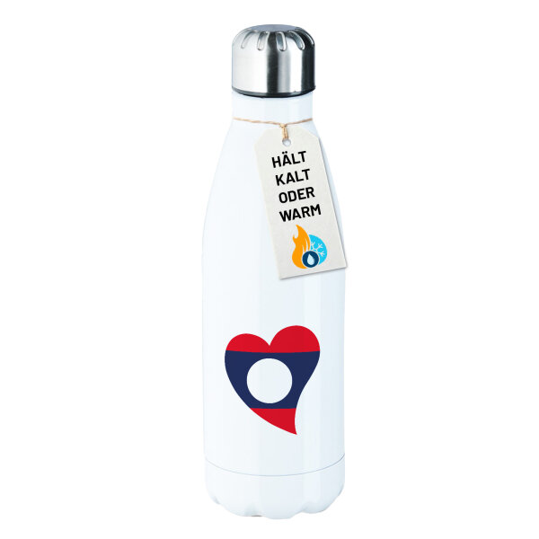 Edelstahl-Trinkflasche Laos Flagge Herz 500ml Wasserflasche