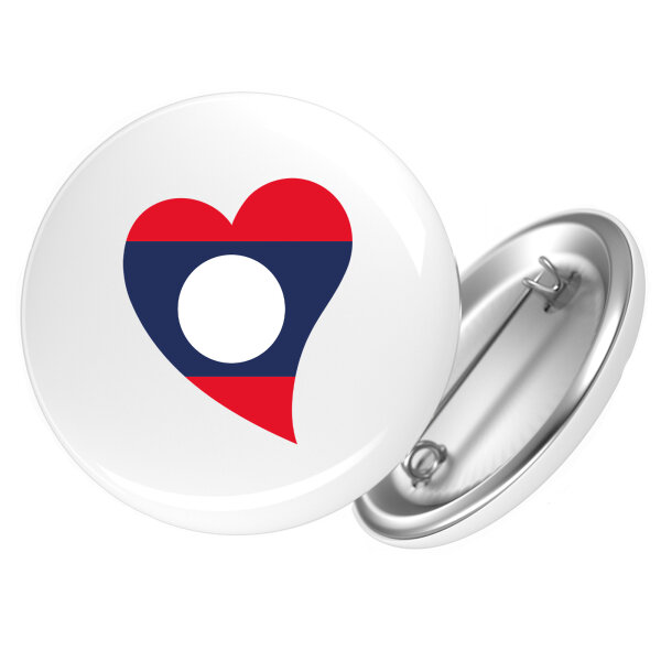 Button Laos Flagge Herz Anstecker