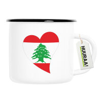 Emaille Tasse Libanon Flagge Herz 300ml Vintage Emaille...