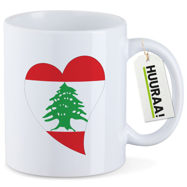 Kaffeetasse Libanon Flagge Herz 330ml