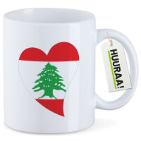 Kaffeetasse Libanon Flagge Herz 330ml