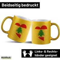 Glitzertasse Libanon Flagge Herz 330ml