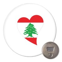 Magnet Libanon Flagge Herz 59mm K&uuml;hlschrankmagnet
