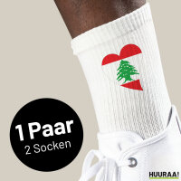 Socken Libanon Flagge Herz Größe 37/46 White Motiv Tennissocken