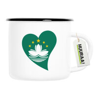 Emaille Tasse Macau Flagge Herz 300ml Vintage Emaille Becher