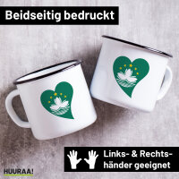 Emaille Tasse Macau Flagge Herz 300ml Vintage Emaille Becher