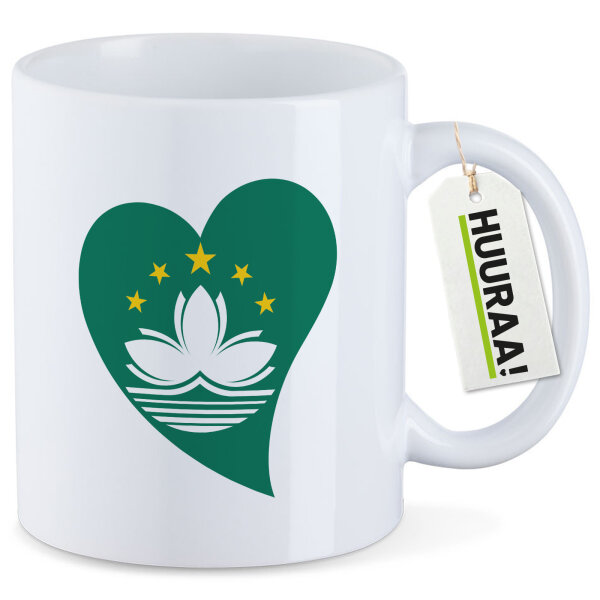 Kaffeetasse Macau Flagge Herz 330ml