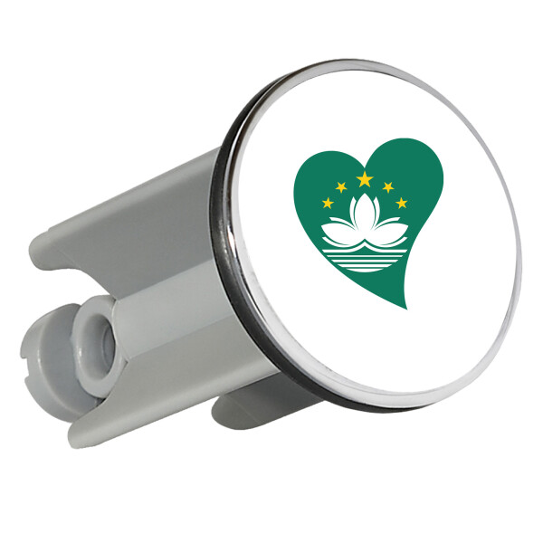 Waschbeckenstöpsel Macau Flagge Herz 4cm Abflussstopfen