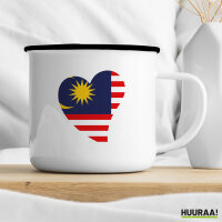 Emaille Tasse Malaysia Flagge Herz 300ml Vintage Emaille Becher