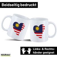 Kaffeetasse Malaysia Flagge Herz 330ml
