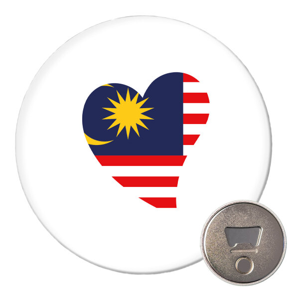 Magnet Malaysia Flagge Herz 59mm Kühlschrankmagnet Flaschenöffner