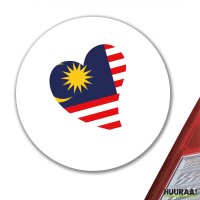 Aufkleber Malaysia Flagge Herz 10cm rund
