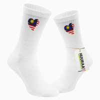 Socken Malaysia Flagge Herz Größe 37/46 White...