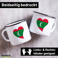 Emaille Tasse Malediven Flagge Herz 300ml Vintage Emaille Becher