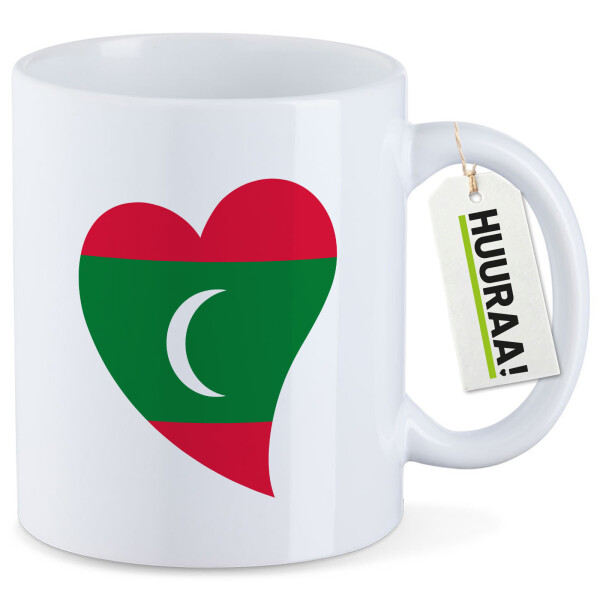 Kaffeetasse Malediven Flagge Herz 330ml